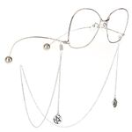 Silver-colored metal non-slip chain, with star pendant, for glasses and masks GL452
