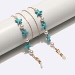 Gold-colored metal non-slip chain, with starfish and pearl, for glasses and masks GL1739