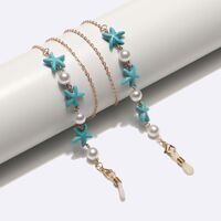 Gold-colored metal non-slip chain, with starfish and pearl, for glasses and masks GL1739
