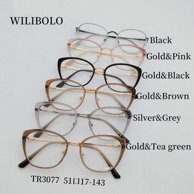 Metal + TR90 plastic ultrathin women's frames with spring hinges Wilibolo TR3077