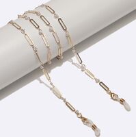 Gold-colored metal non-slip chain, with oval and pearl, for glasses and masks GL1720