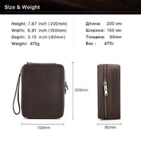 Сумка-барсетка-чехол из натуральной кожи для очков и девайсов с ремешком и молнией CF1202