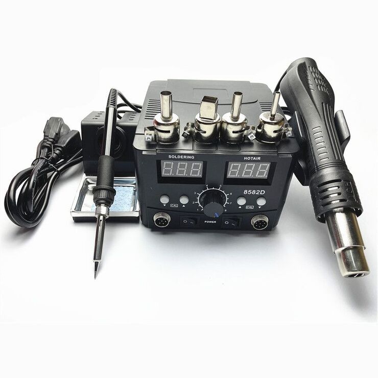 Soldering station 2 in 1, electric soldering iron + construction hair dryer (hot air gun) 8586-8582D