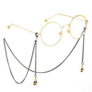Black-colored metal non-slip chain, with pendant satellite, for glasses and masks GL364