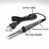 Soldering kit, 9 pieces, temperature-controlled soldering iron 60 W, powered by 220 volts