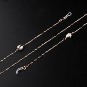Gold-colored metal non-slip chain, with freshwater pearl, for glasses and masks GL952