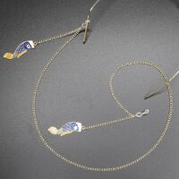 Gold-colored metal non-slip chain, with pendant style carp, for glasses and masks GL375
