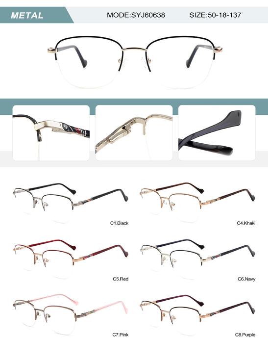 Metal nylor frame for women with spring hinges SYJ60638-DA