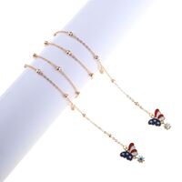Gold-colored metal non-slip chain, with beads and butterfly, for glasses and masks GL818