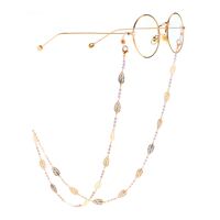 Metal non-slip chain with gold hollow leaves pearl for glasses and masks GL945