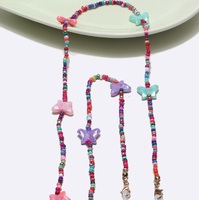 Gold-colored metal non-slip chain, with butterfly and colorful rice beads, for glasses and masks GL1366-1