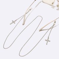 Silver-colored metal non-slip chain, with a cross-shaped pendant, for glasses and masks GL1727