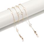 Gold-colored metal non-slip chain, with hollow flowers, for glasses and masks GL1518