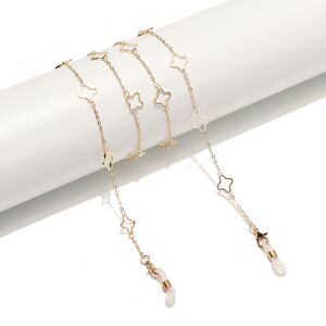 Металлическая нескользящая цепочка золотого цвета, с полым цветком клевера, для очков и масок GL1518