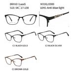 Protective metal glasses with anti-blue light lenses Landi LD0300