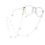 Silver-colored metal non-slip chain, with pink cracked beads, for glasses and masks GA061