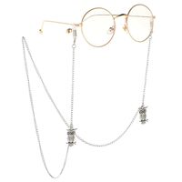 Metal non-slip chain, with silver owl, for glasses and masks GL051