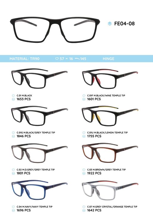 TR-90 plastic frames for glasses FE04-08
