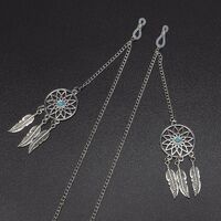 Silver-colored metal non-slip chain, with pendant leaves and multi-layer tassel, for glasses and masks GL585