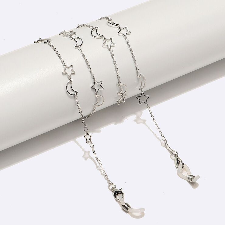 Metal non-slip chain, with star and moon, for glasses and masks GL1537