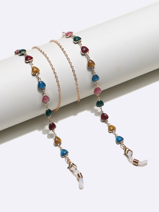 Glasses chain with nectarine hearts GL1343