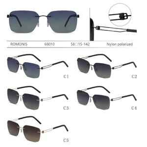 Rimless polarized metal sunglasses with nylon lenses for men Romonis R66010