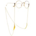 Gold-colored metal non-slip chain, with a feather, for glasses and masks GL041