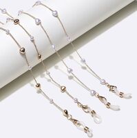 Gold-colored metal non-slip chain, 2 piece set with pearl, for glasses and masks GM113