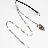 Silver-colored metal non-slip chain, with owl pendant, for glasses and masks GL1300