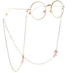 Gold-colored metal non-slip chain, with pink cat, for glasses and masks GL024