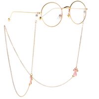 Gold-colored metal non-slip chain, with pink cat, for glasses and masks GL024
