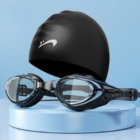 Swimming waterproof anti-fog goggles, with cap, diopters from -2.00 to -5.00, 9013-YU
