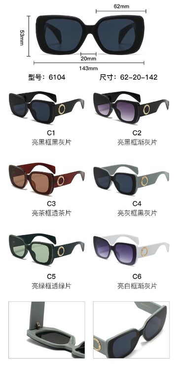 Солнцезащитные пластиковые очки из поликарбоната с металлическим шарниром 6104W