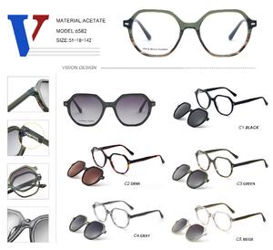 Plastic acetate frame with spring hinges + polarizing sun protection clip-on 6582-DA