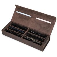 Sunglasses and eyeglasses genuine leather case with 6 slots CF4012
