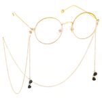 Gold-colored metal non-slip chain, with pendant black sunglasses, for glasses and masks GL399