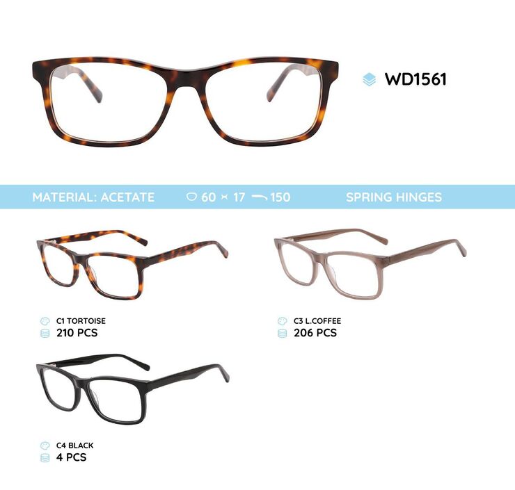 Plastic acetate eyeglasses frame for men with spring hinges WD1561