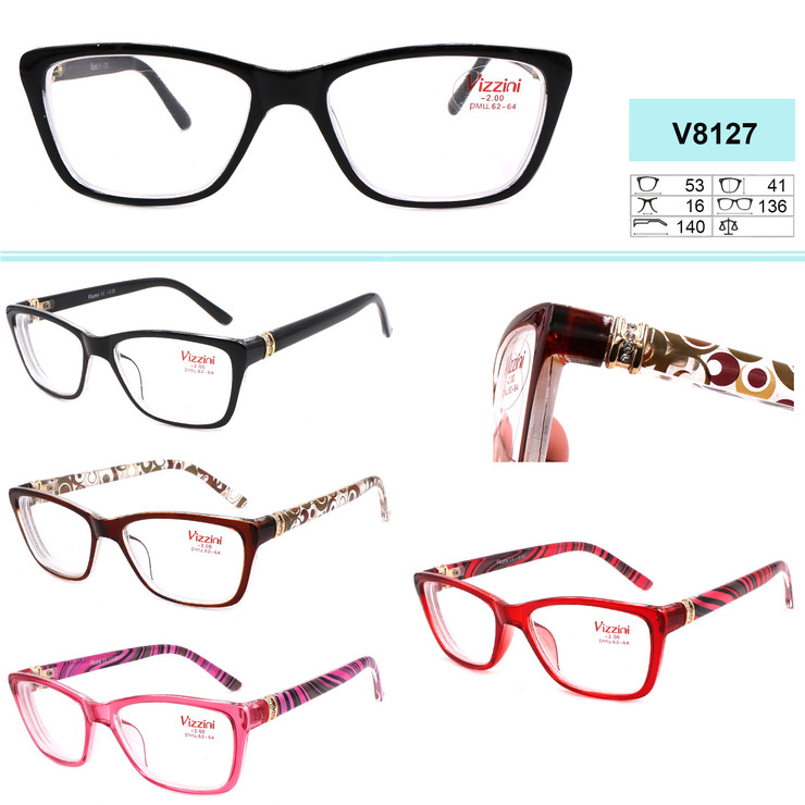 Ready glasses womens with rhinestones VIZZINI V8127 Diopters: +1.00 to +4,00 (step 0,25); -1,00 -4,00 to (step 0,5)