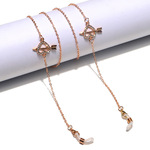 Golden glasses chain with rhinestone arrow through the heart GL1213