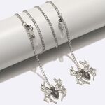 Silver-colored metal non-slip chain, with a large spider pendant, for glasses and masks GL1725