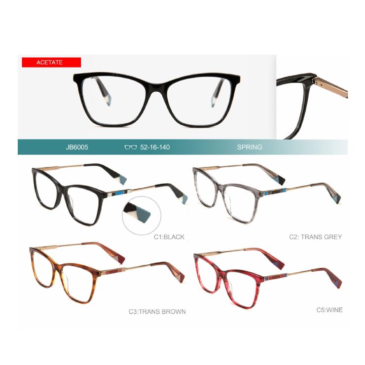 Combined frames for glasses, acetate + metal, with spring hinges Big City JB6005
