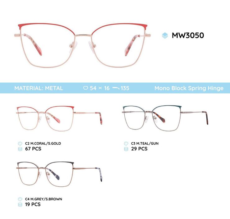 Metal women's frame for glasses MW3050