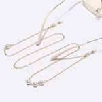 Gold-colored metal non-slip chain, with pearl 8 mm, for glasses and masks GL1453