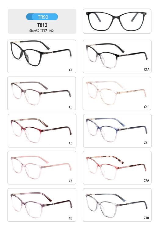 Plastic TR90 frame for women with spring hinges T812-DA