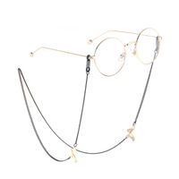 Black-colored metal non-slip chain, with butterfly with rhinestone, for glasses and masks GL858