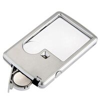 Portable pocket magnifier with backlight 4B-3-1, size: 45*45 mm, ⌀20 mm, magnification: 3X, 6X