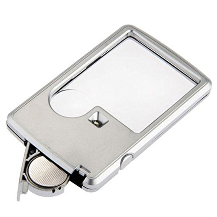 Portable pocket magnifier with backlight 4B-3-1, size: 45*45 mm, ⌀20 mm, magnification: 3X, 6X