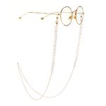 Gold-colored metal non-slip chain, with colorful crystal, for glasses and masks GL953