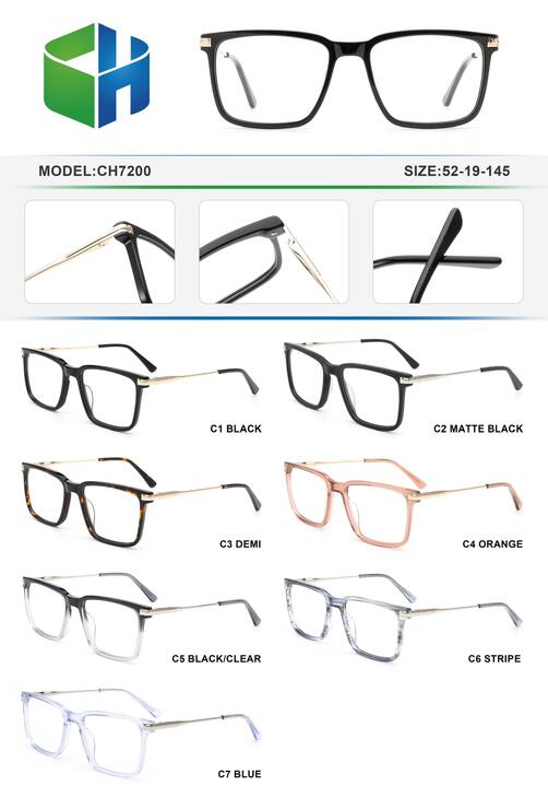 Plastic acetate frame with spring hinges CH7200-DA