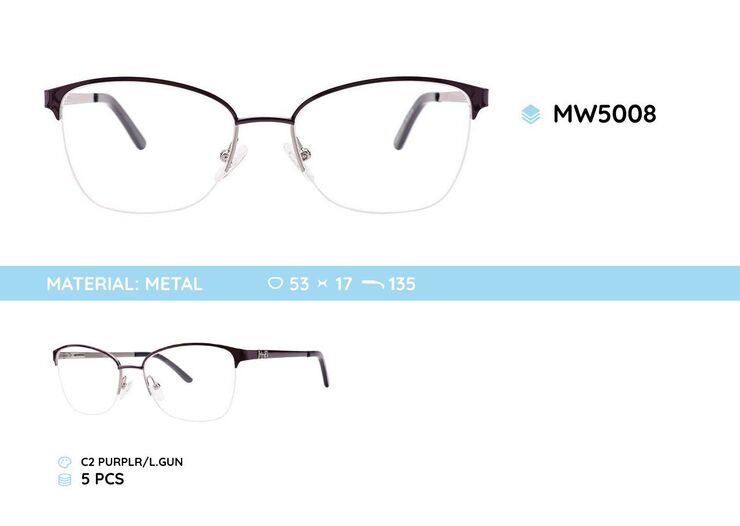 Оправа для очков металлическая женская полуободковая MW5008